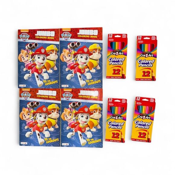 Paw patrol jumbo coloring book bundle 4 book + 4 12 pack Craz coloring pencils - Picture 2 of 5